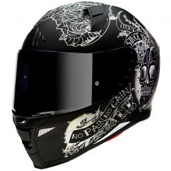 MT Helmets Casque De Moto Intégral Mt Helmet REVENGE 2 Skull & Roses A1 Matt Black