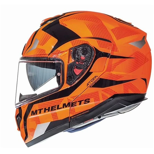 MT Helmets Casque De Moto Modulaire MT Casques ATOM Sv Divergence G1 Orange Fluo 4 MT Helmets Casque De Moto Modulaire MT Casques ATOM Sv Divergence G1 Orange Fluo – Image 2