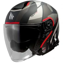MT Helmets Casque Jet Mt Helmet THUNDER Sv Jet BOW A5 Noir Mat Rouge