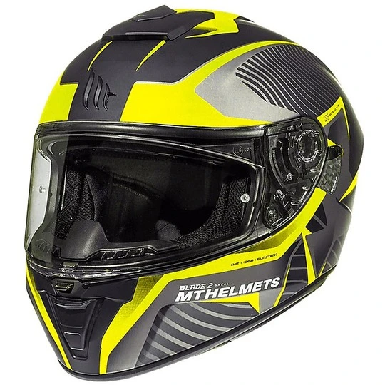 Casque Moto Intégral MT Helmets Blade 2 Evo Double Visor B4 Blaster Jaune Fluo 6 Casque Moto Intégral MT Helmets Blade 2 Evo Double Visor B4 Blaster Jaune Fluo – Image 4