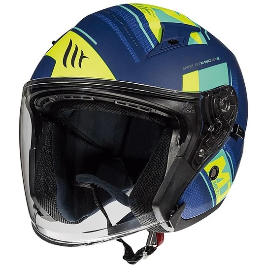 MT Helmets Casque Moto Jet Double Visor MT Casques AVENUE SV SIDEWAY J3 Bleu Mat Jaune 6 MT Helmets Casque Moto Jet Double Visor MT Casques AVENUE SV SIDEWAY J3 Bleu Mat Jaune – Image 4
